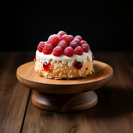 Photo Realistic Image of a Delicious Cake with Raspberries AI Generatedの素材