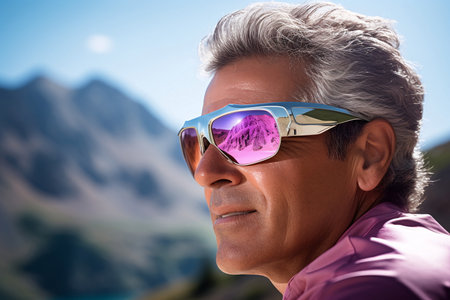 Realistic Image of a Man with Sunglasses and Light Brown Hair AI Generatedの素材