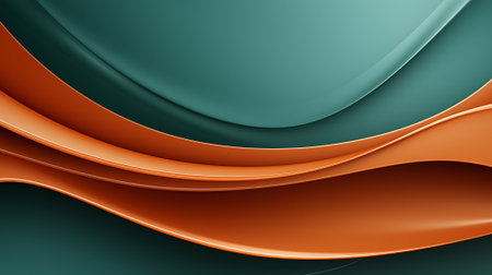 Orange and Teal Wave-Like Pattern on a Gradient Background AI Generatedの素材