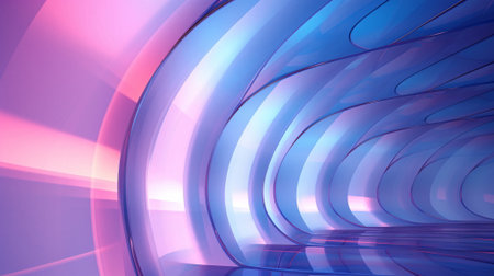 Pink and blue tunnel with shiny finish and depth effect - AI Generatedの素材