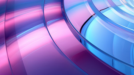 Pink and blue tunnel with shiny finish and depth effect - AI Generatedの素材