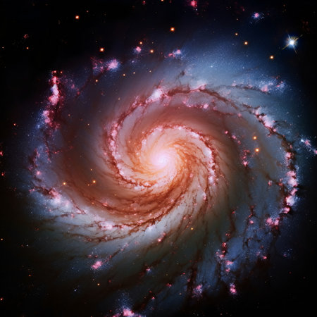 Close up of a colorful spiral galaxy - AI Generatedの素材