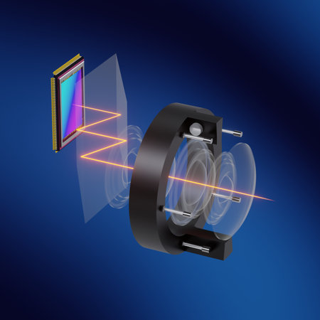 Tetraprism Technology for Compact Zoom Lens, Smartphone Optical Scheme Concept, 3D renderingの写真素材