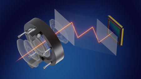 Tetraprism Technology for Compact Zoom Lens, Smartphone Optical Scheme Concept, 3D renderingの写真素材