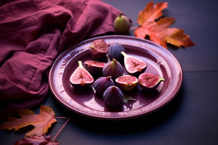 Cozy Image of Fall Harvest with Figs, AI Generatedの素材