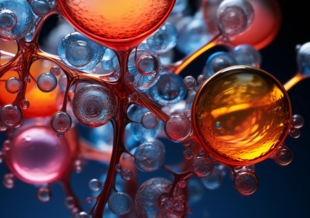 Close-up of Reflective Colorful Bubbles AI Generatedの素材