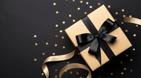 Glamorous gift box with black bow for Black Friday celebration AI Generatedの素材