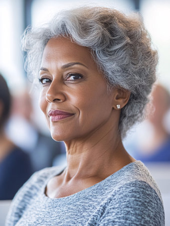 Portrait of smiling senior businesswoman in office. Mature businesswoman looking at camera.の素材