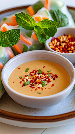 Vegetable cream soup with cucumber, carrot and parsley.の素材