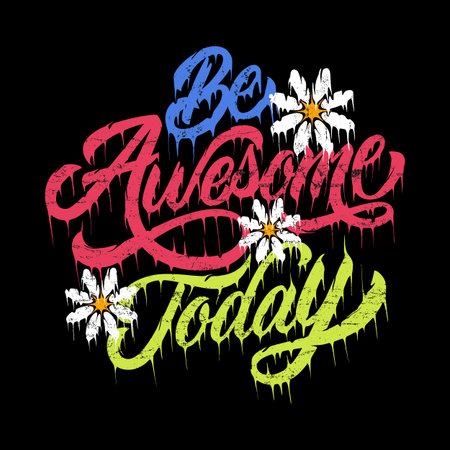 Be awesome today. Inspirational quote. Hand drawn lettering.のイラスト素材