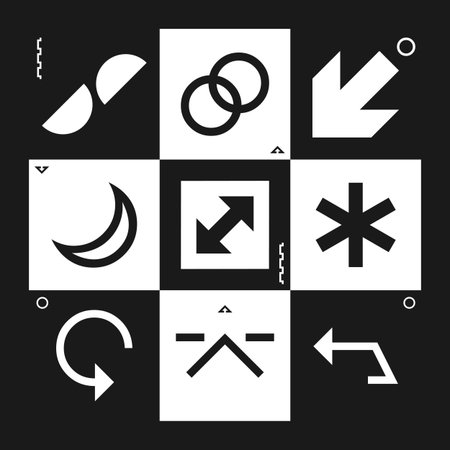 Set of vector abstract icons isolated on black backgroundのイラスト素材