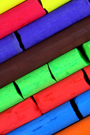 Multicolored artist's pastelsの写真素材