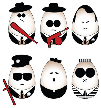Eggs figure (mafia, offender, policeman, divine, prisoner)の写真素材