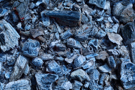 hot coal in the grill top view