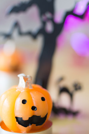 candle of halloween pumpkinの写真素材