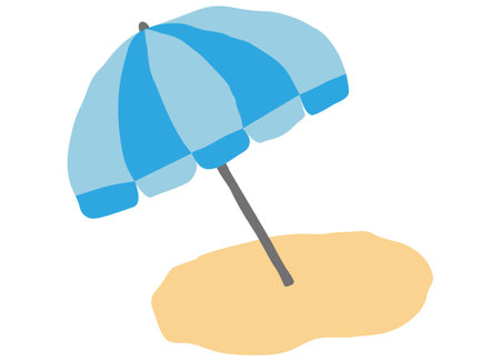 A beach umbrella standing on the sandのイラスト素材