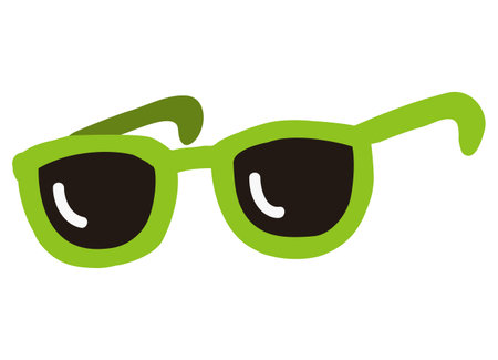 One pair of sunglasses with yellow-green framesのイラスト素材