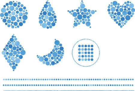 Shaped by watercolor mosaic material / blueのイラスト素材