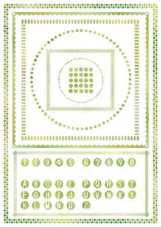 Frame and icon with decorative borders / greenのイラスト素材
