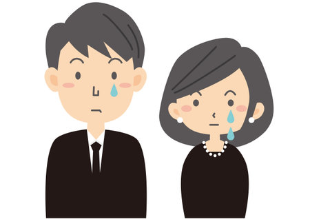 Young men and women in mourning clothesのイラスト素材