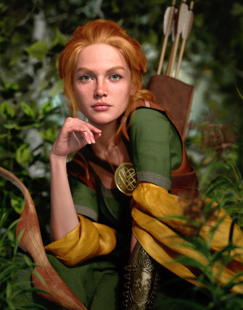 3d computer graphics of a Medieval dressed archerの写真素材
