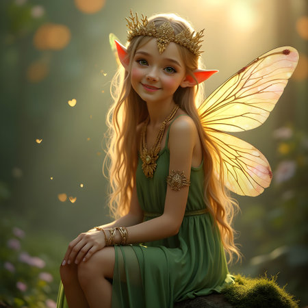 AI generated cute fairy with a sweet smileの素材