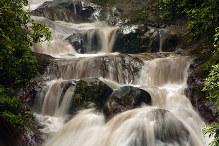 Mountain stream in Ecuador running brown with sediment