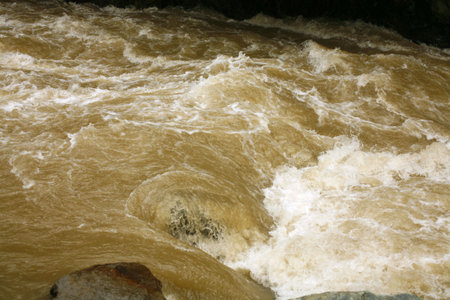 The Sarapullo River in Western Ecuador in floodの写真素材