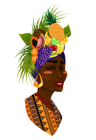 Beautiful woman with a fruit hatのイラスト素材