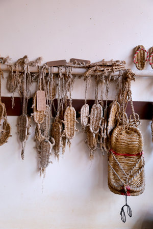 Japanses sandles are hang on the wall.のeditorial素材
