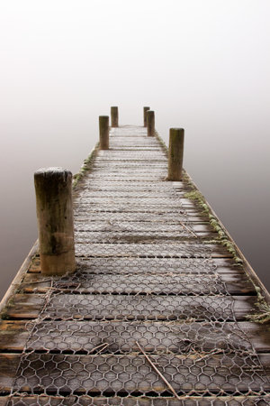 Ullswater Landing Stage.  The landing stage is situated in Gowbarrow Bay, Ullswater in the English Lake District.の写真素材