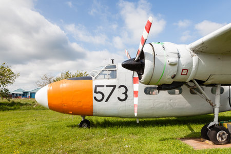 Percival Sea Prince.  Percival Sea Prince WP314 is seen at Solway Aviation Museum in Cumbria, England.  The Sea Prince was a patrol and training aircraft.のeditorial素材