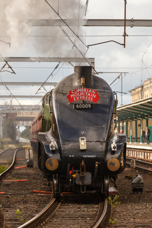 Union of South Africa.  Preserved Sir Nigel Gresley steam locomotive Union of South Africa is pictured in Carlisle, England.のeditorial素材