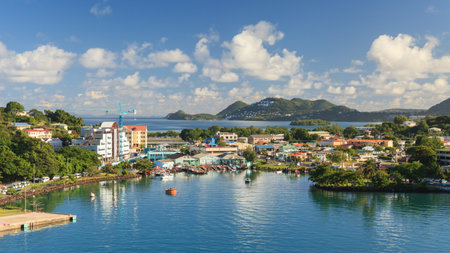 Castries waterfront.  Castries is the capital of the island of St Lucia, one of the Windward Islands in the West Indies.のeditorial素材