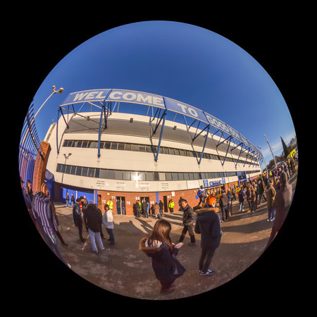 Goodison Park home of Everton Football Club.  The stadium is one of the oldest purpose built football stadiums in the world.のeditorial素材