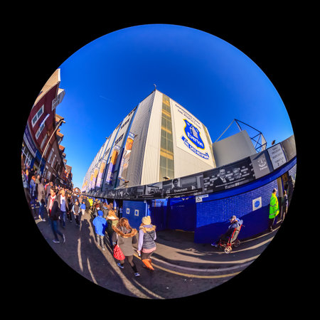 Goodison Park.  Goodison Park is the home of Everton Football Club.  The stadium is one of the oldest purpose built football stadiums in the world.のeditorial素材