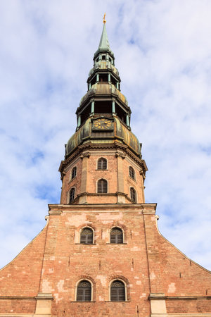St Peter's Church.  St Peter's Church in Riga, Latva was first built in 1209 from timber and was later rebuilt in stone.  In 1997 it was included as a UNESCO world heritage site.の写真素材