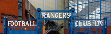 The gates outside the Bill Struth Main Stand at Ibrox Stadium, home of Glasgow Rangers Football Club...