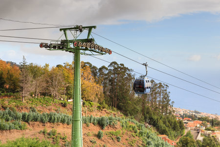 The Funchal cable car on the Portuguese island of Madeira.  The cable car links the Funchal waterfront with the parish of Monte.のeditorial素材