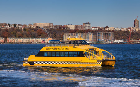 The New York Water Taxi Marian S Heiskell is pictured on the Hudson River.  New York Water Taxi offer taxi services on the East and Hudson rivers.のeditorial素材
