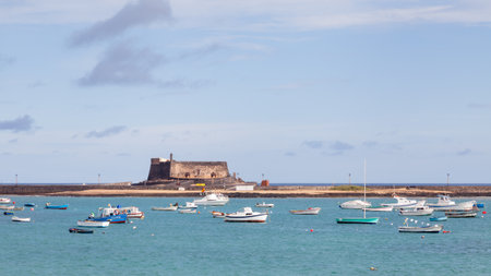 Castillo de San Gabriel is a 16th century fort in the Spanish port city of Arrecife.  The fort is on the island of Lanzarote.のeditorial素材