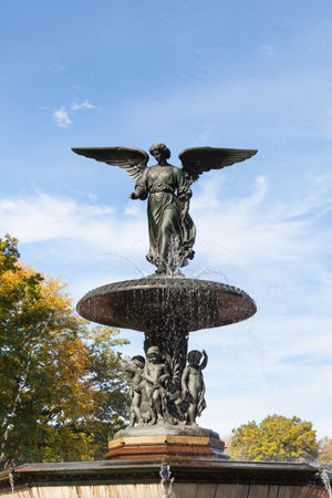 A close up view of Bethesda Fountain in Central Park, New York City.のeditorial素材