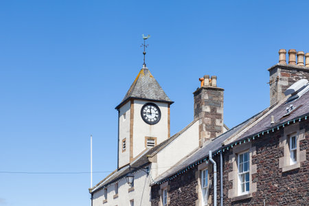 Lauder Town Hall Clock Tower.  The clock tower of Lauder Town Hall is located  in Lauder town centre in the Scottish Borders.のeditorial素材