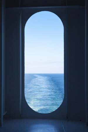 Ship's Wake.  The view from a ship's stern as it travels across the ocean.の写真素材