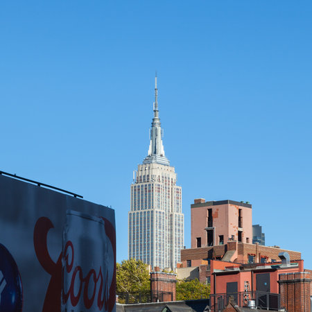 The Empire State Building as viewed from the High Line in Manhattan, New York City.  It was the worlds tallest structure at the time of its construction in 1931.のeditorial素材