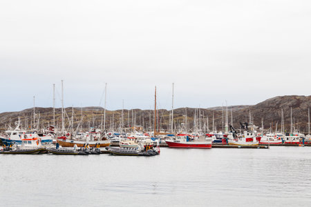 Boats are pictured moored in the harbour of Bodo, Norway.