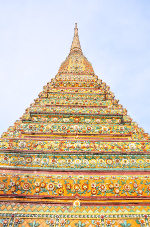 Pagoda in bankok at wat pho, it landmark for travelerの写真素材
