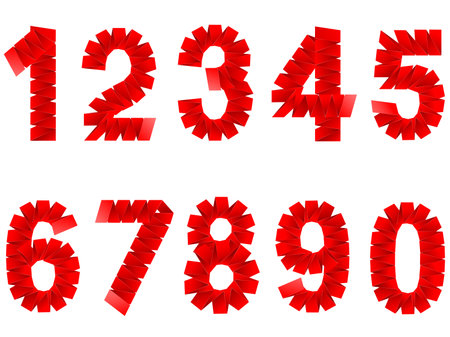 Numbers set folded paper sign illustrationのイラスト素材