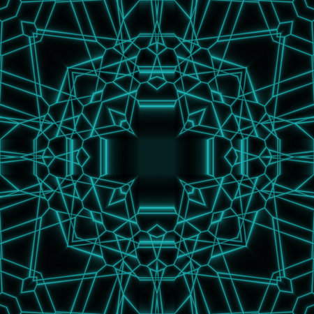 Abstract Neon Glow Geometric Tile Design