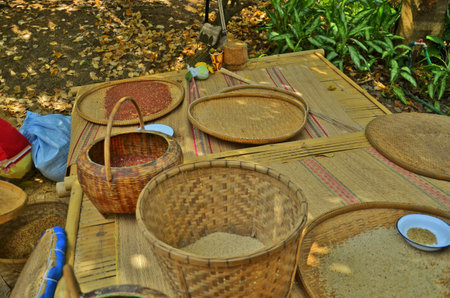 Utensil of bamboo wovenの写真素材